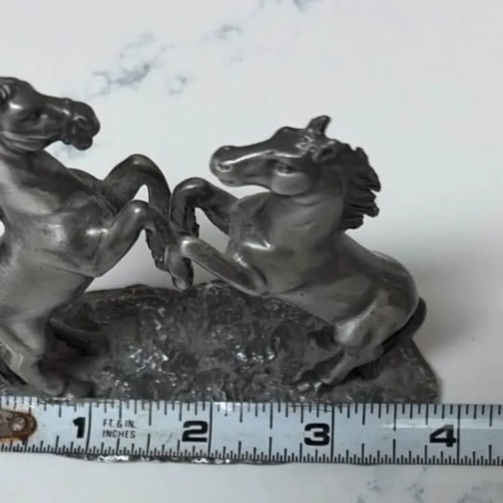 Vintage DCE Pewter Rearing Horses Figurine